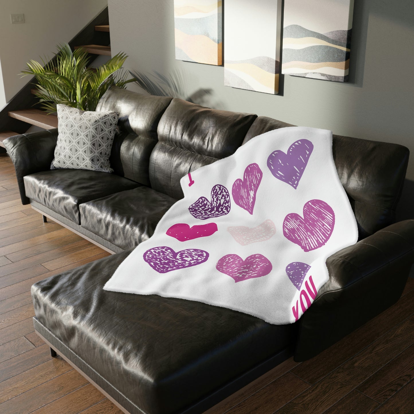 I LOVE YOU Velveteen Minky Blanket (Two-sided print)