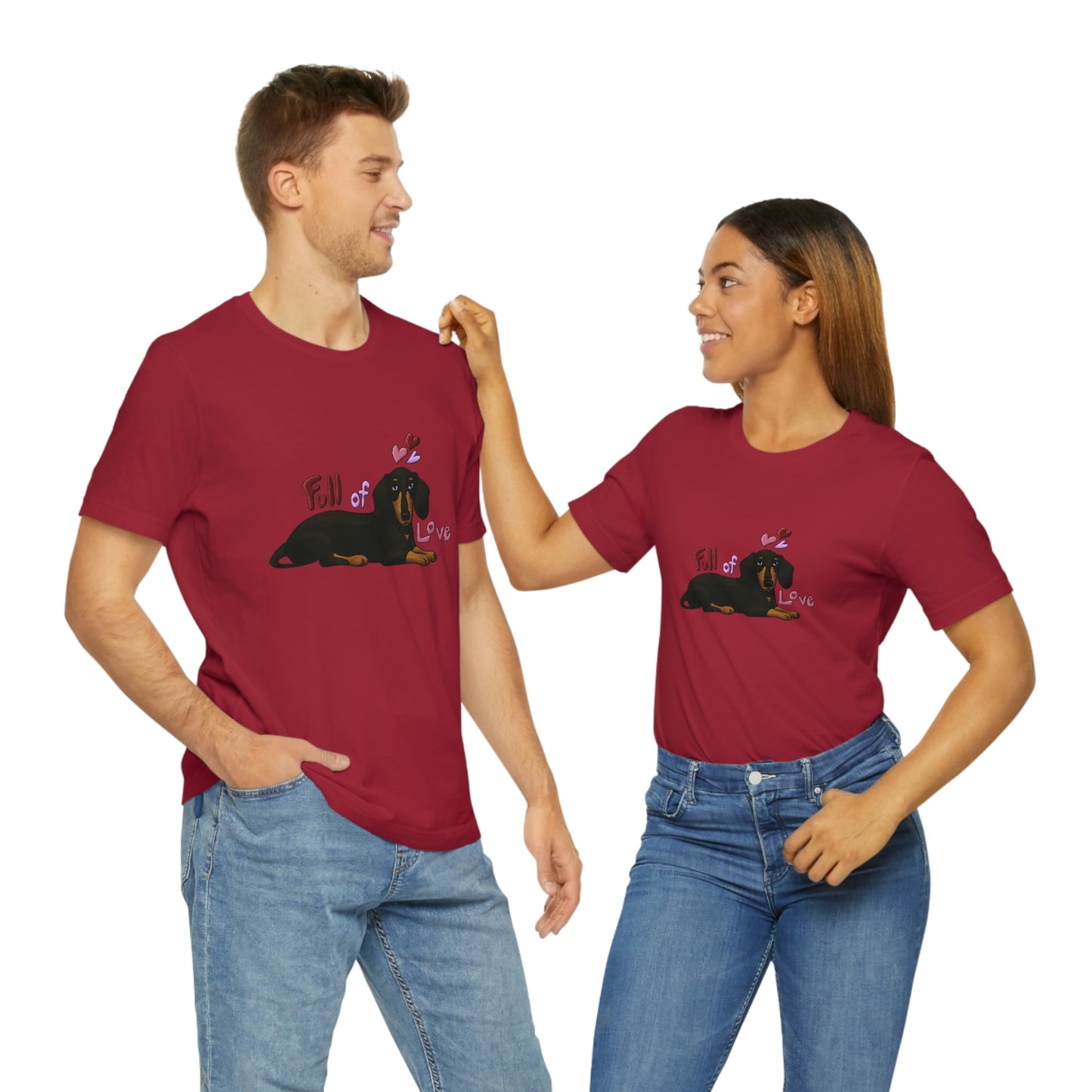 Full Of Love Dachshund 2 Unisex Jersey Short Sleeve Tee