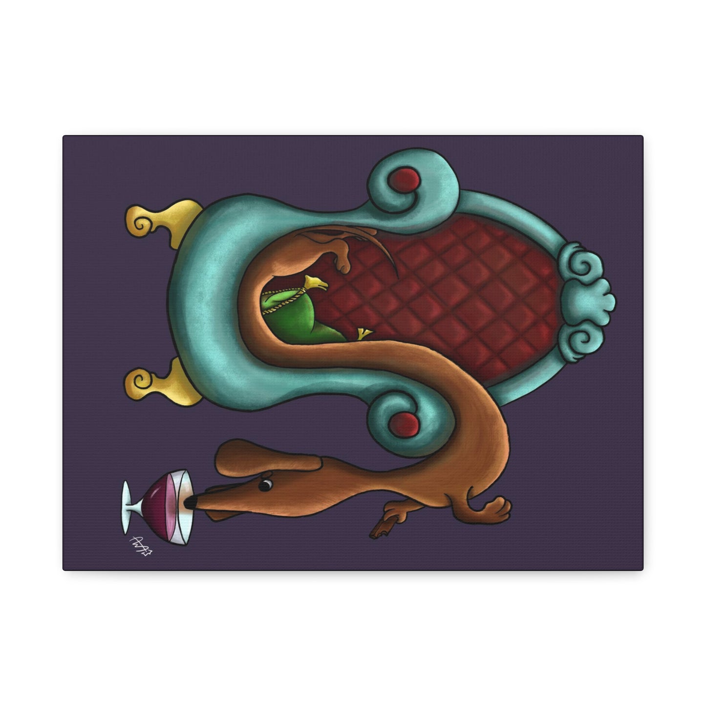 Dachshund Wine Canvas