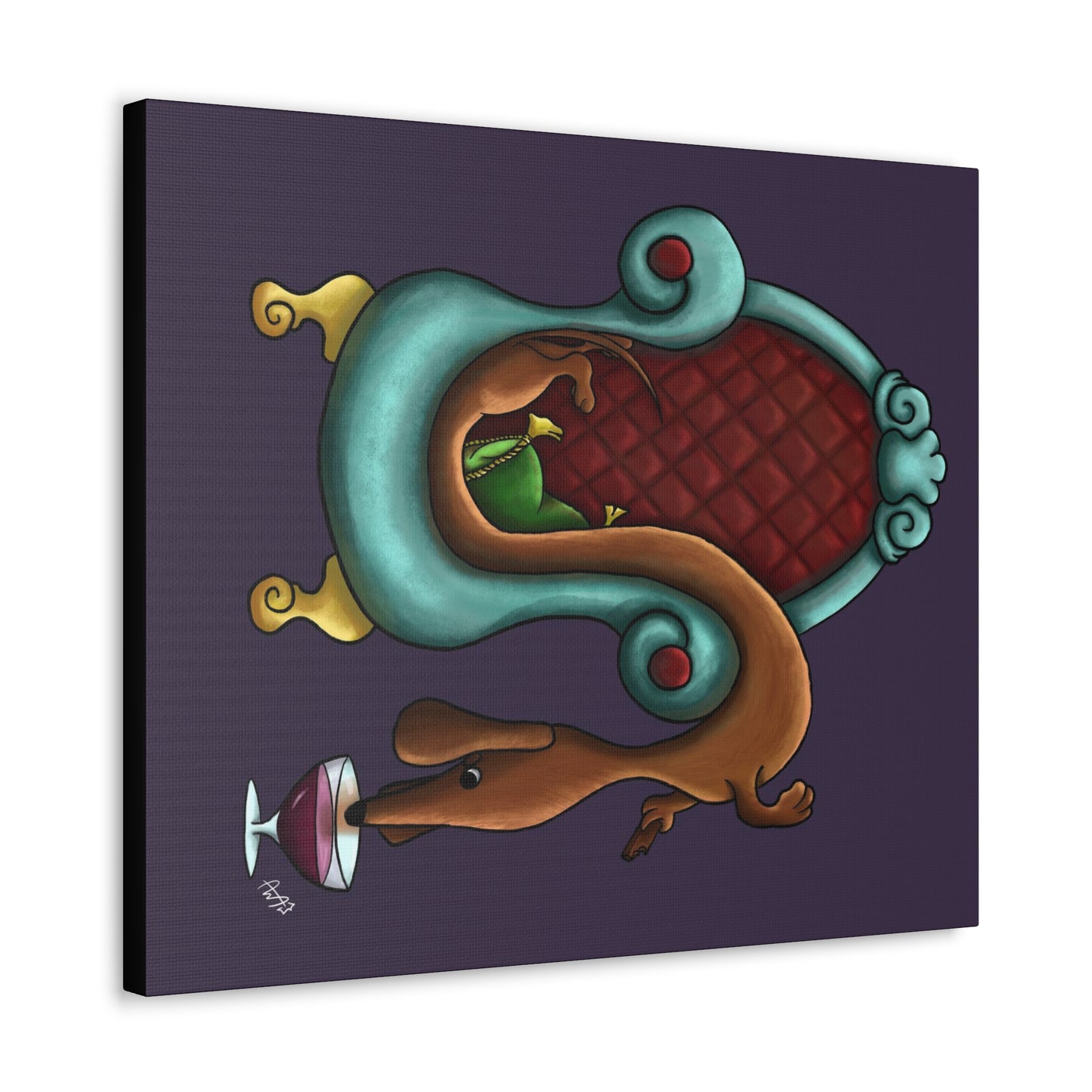 Dachshund Wine Canvas