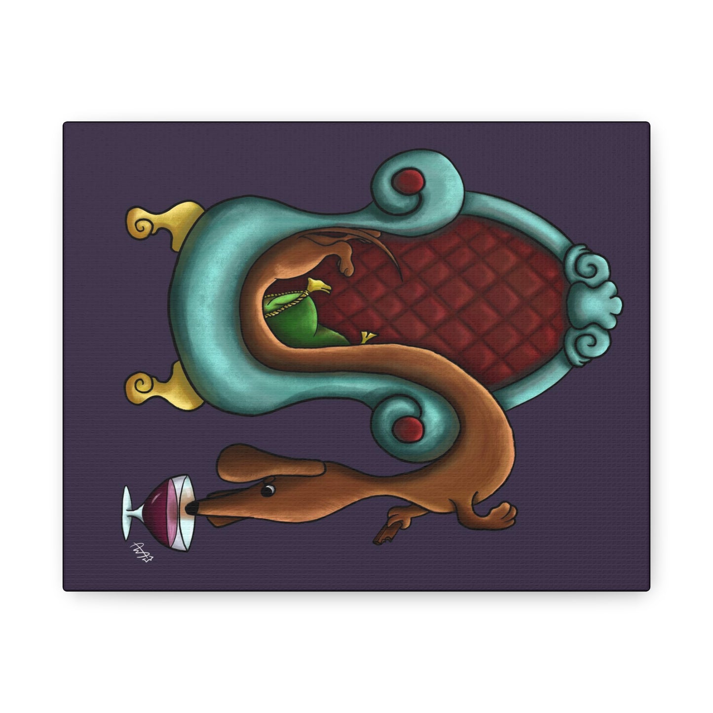 Dachshund Wine Canvas