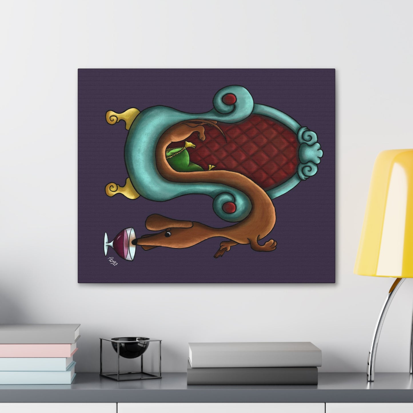 Dachshund Wine Canvas