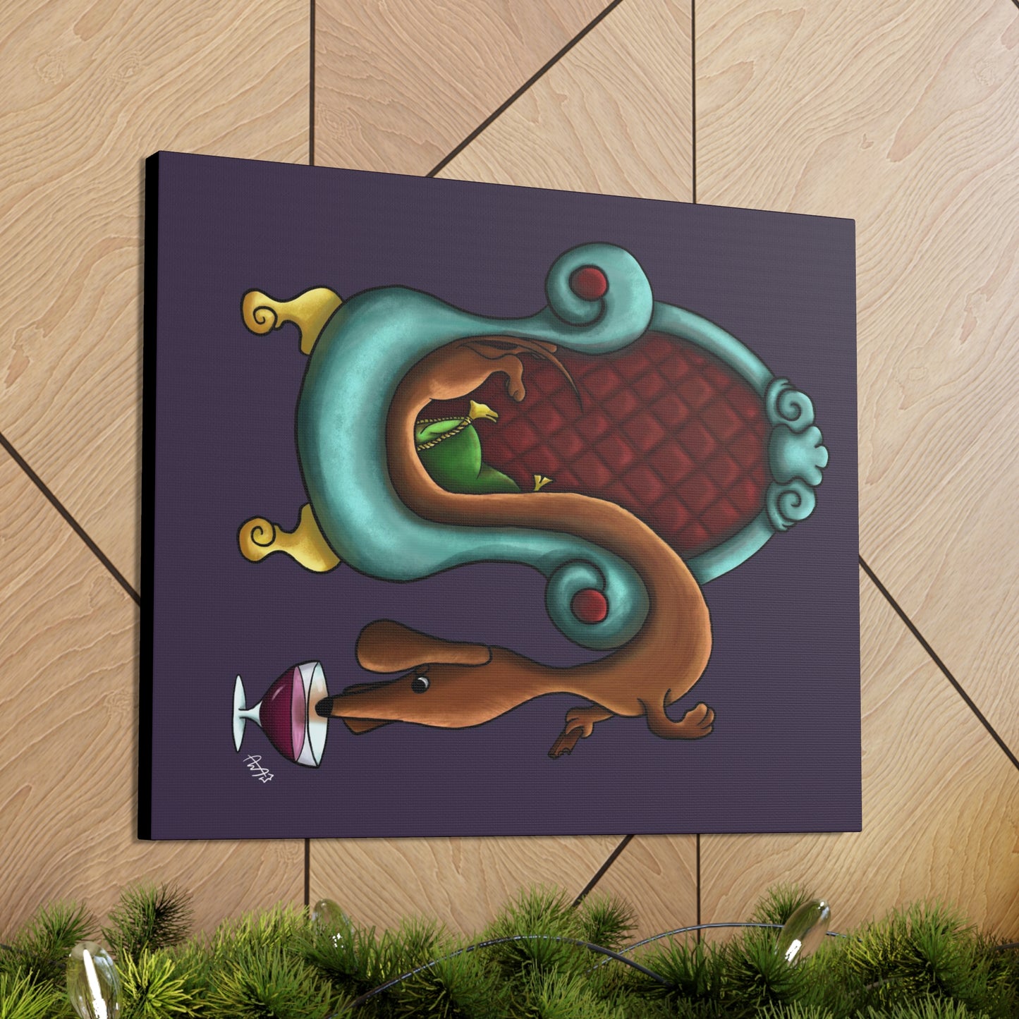 Dachshund Wine Canvas