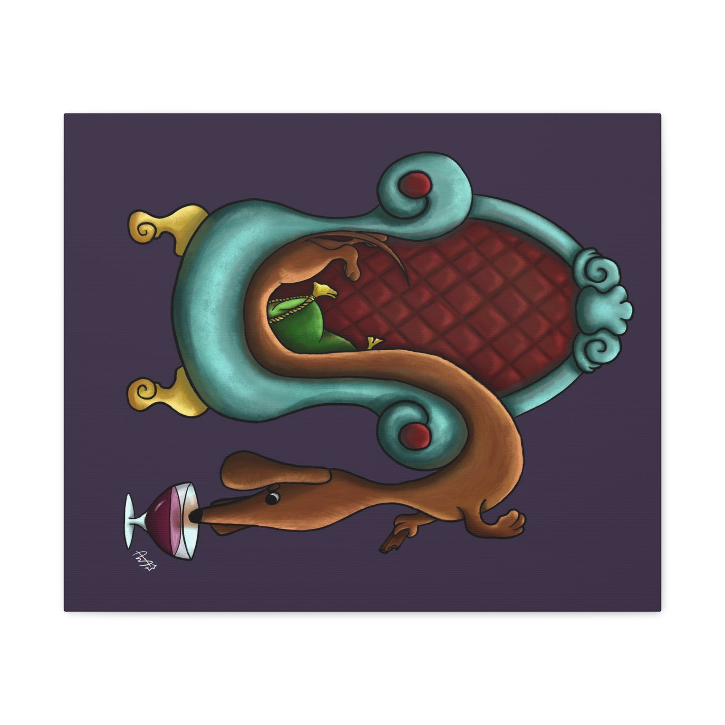 Dachshund Wine Canvas