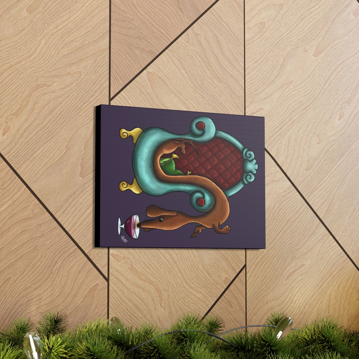 Dachshund Wine Canvas