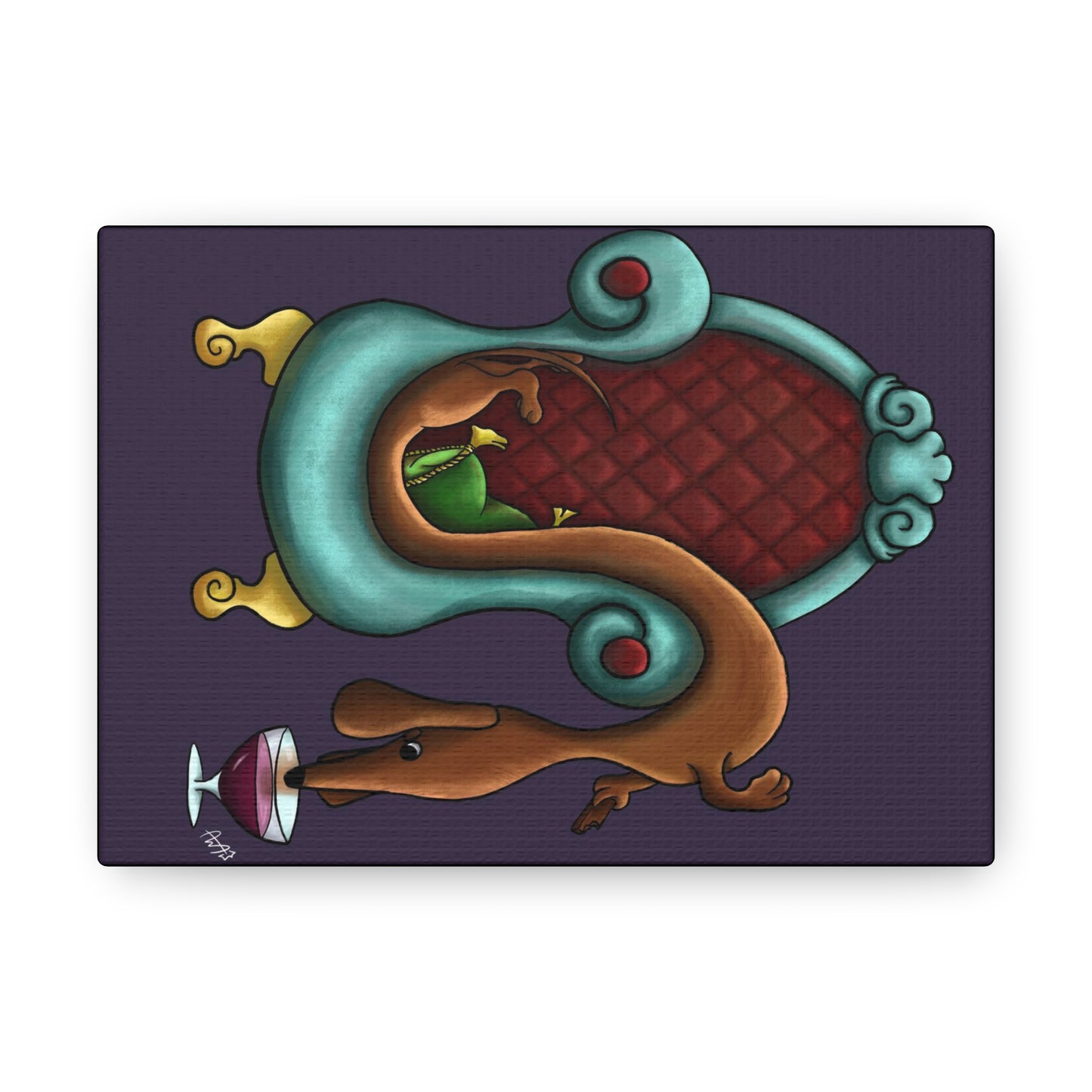 Dachshund Wine Canvas