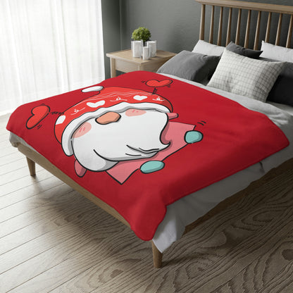 Valentine Gnome with Hurts Velveteen Minky Blanket (Two-sided print)