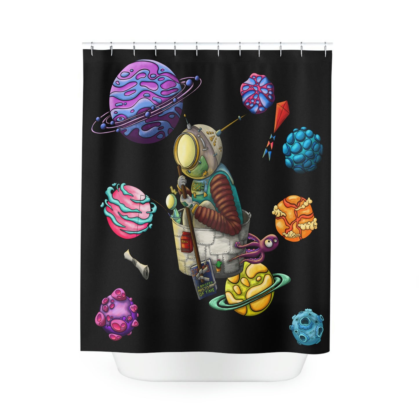 Space Walk Polyester Shower Curtain