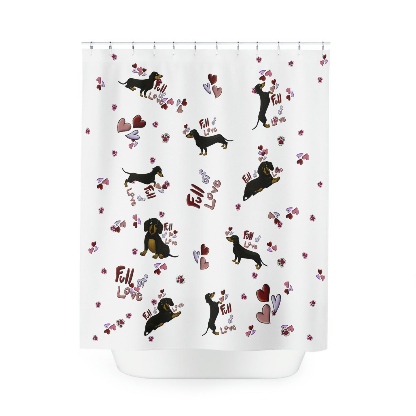 Dachshund Love Polyester Shower Curtain