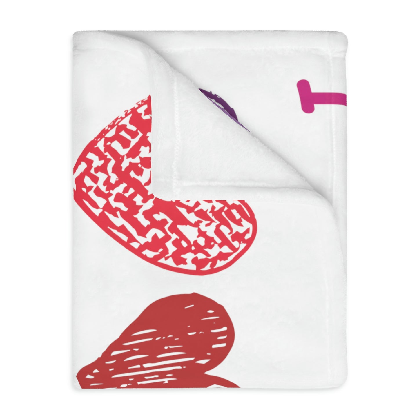 I LOVE YOU Velveteen Minky Blanket (Two-sided print)