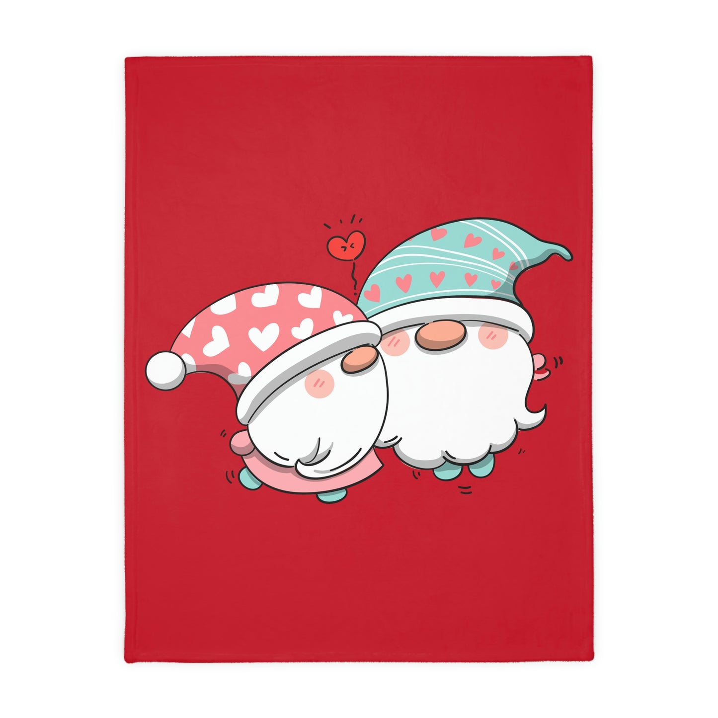 Two Valentine Gnomes Velveteen Minky Blanket (Two-sided print)