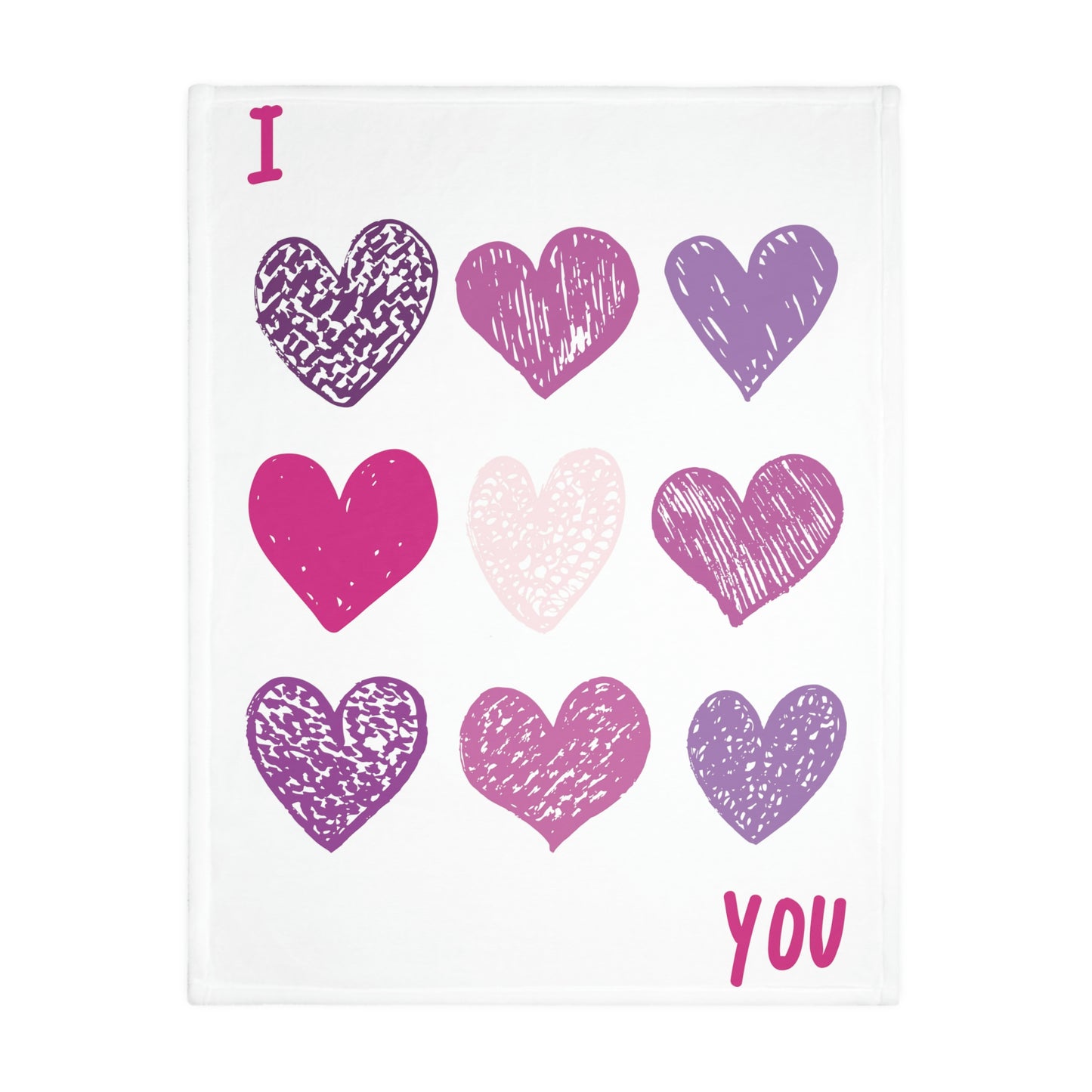 I LOVE YOU Velveteen Minky Blanket (Two-sided print)
