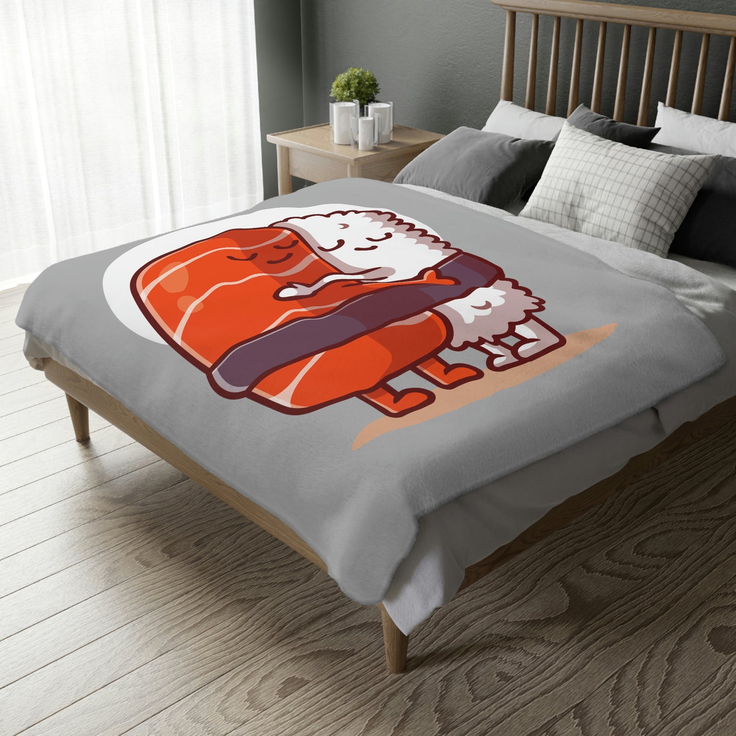 Couple Sushi Velveteen Minky Blanket (Two-sided print)