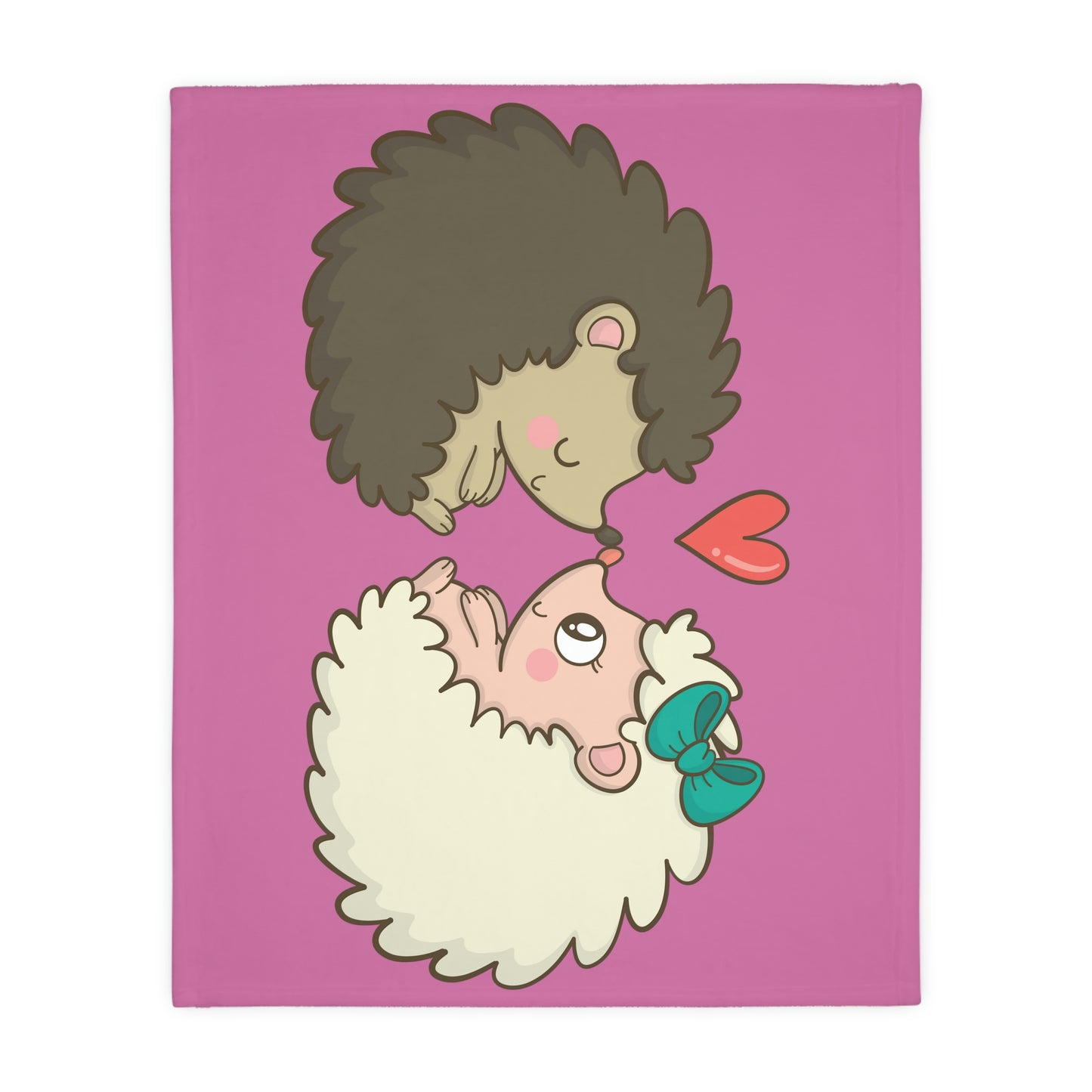 Hedgehog Love Velveteen Minky Blanket (Two-sided print)