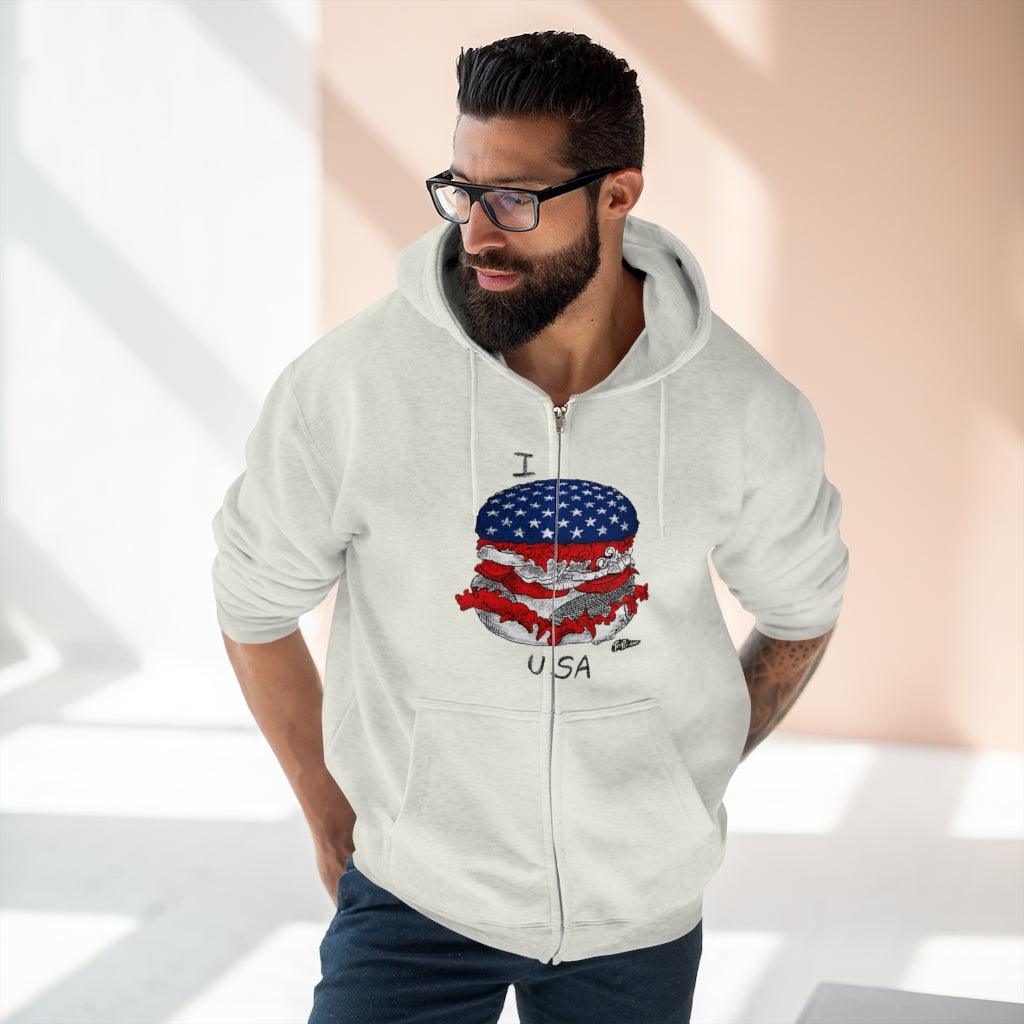 I Hamburger USA  Full Zip Hoodie