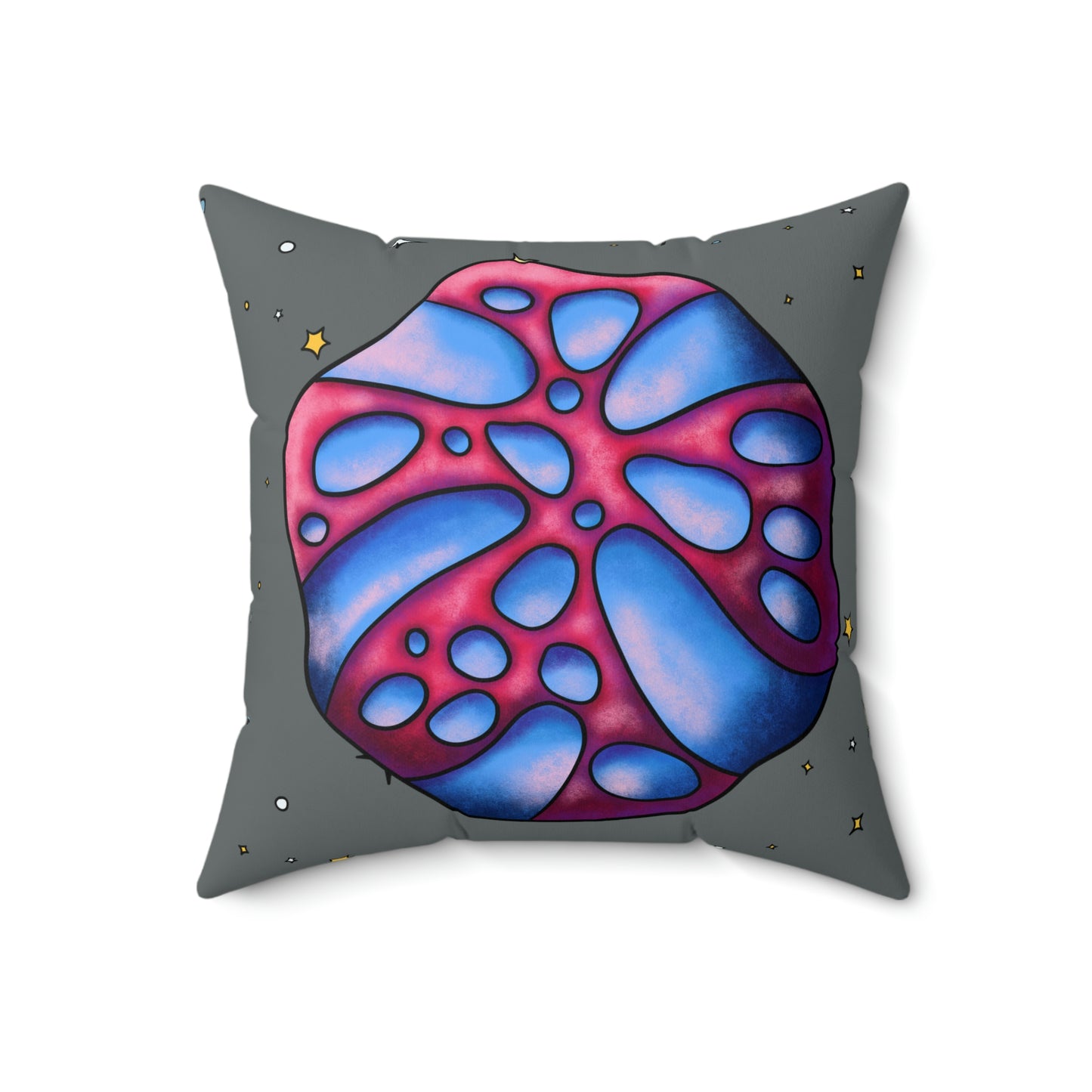 Blue-Pink Asteroid Square Pillow