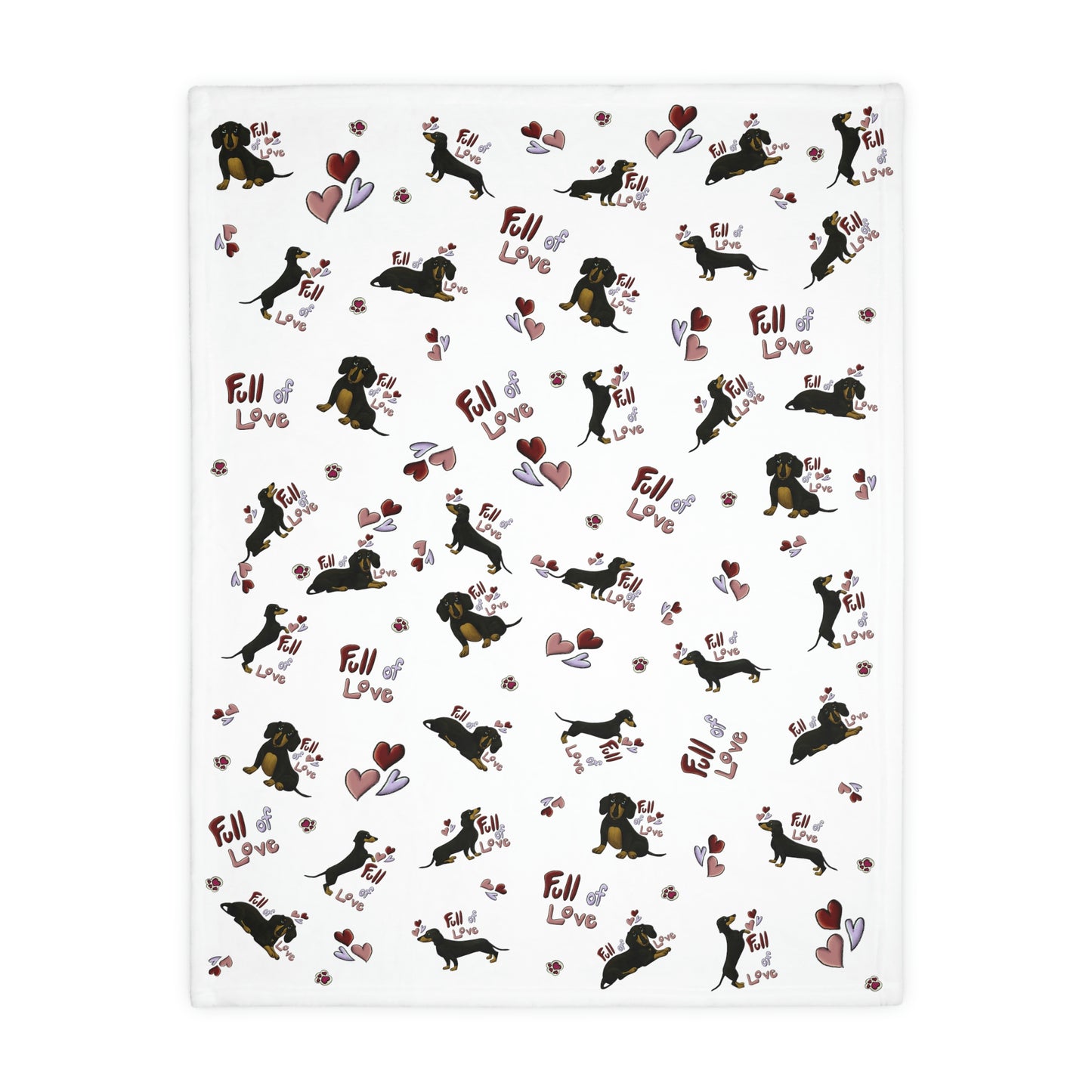 Dachshund Love Velveteen Minky Blanket (Two-sided print)