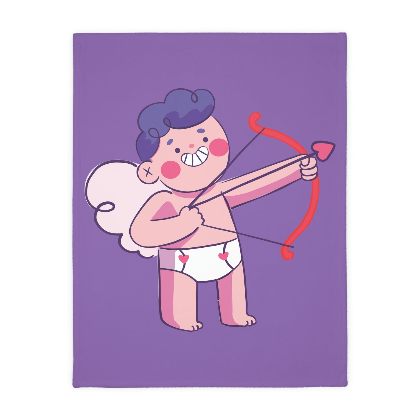 Valentine Boy with Bow Velveteen Minky Blanket (Two-sided print)