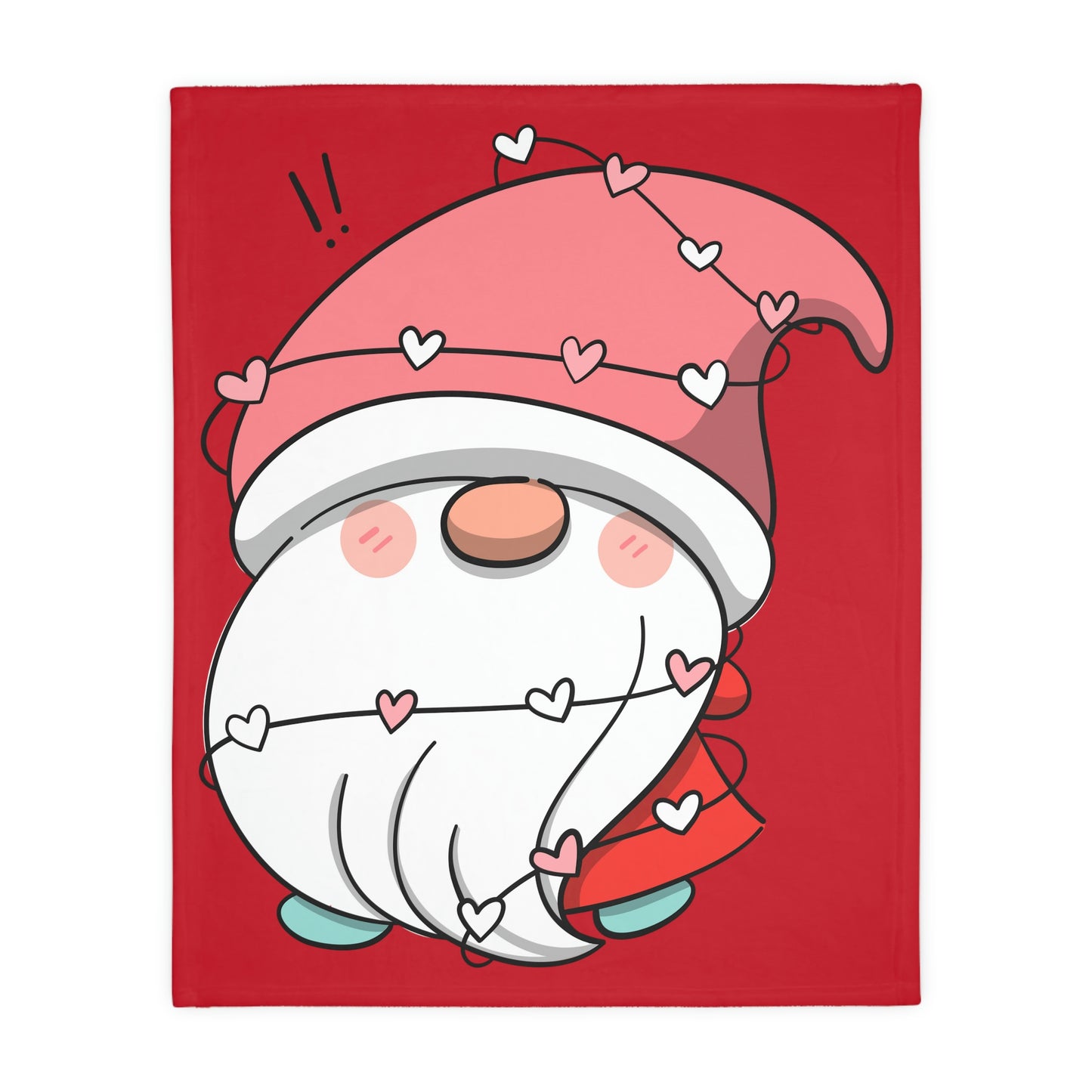 Valentine Gnome with Hurts Velveteen Minky Blanket (Two-sided print)