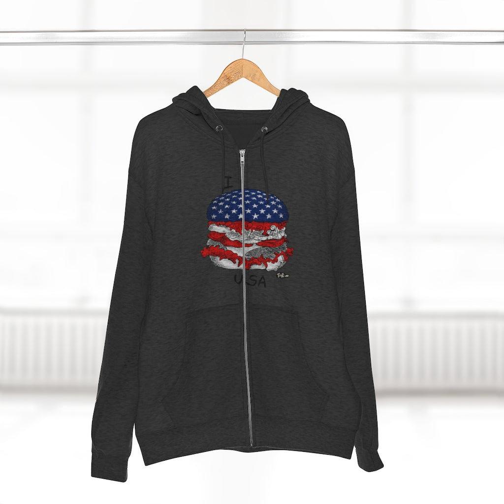 I Hamburger USA  Full Zip Hoodie