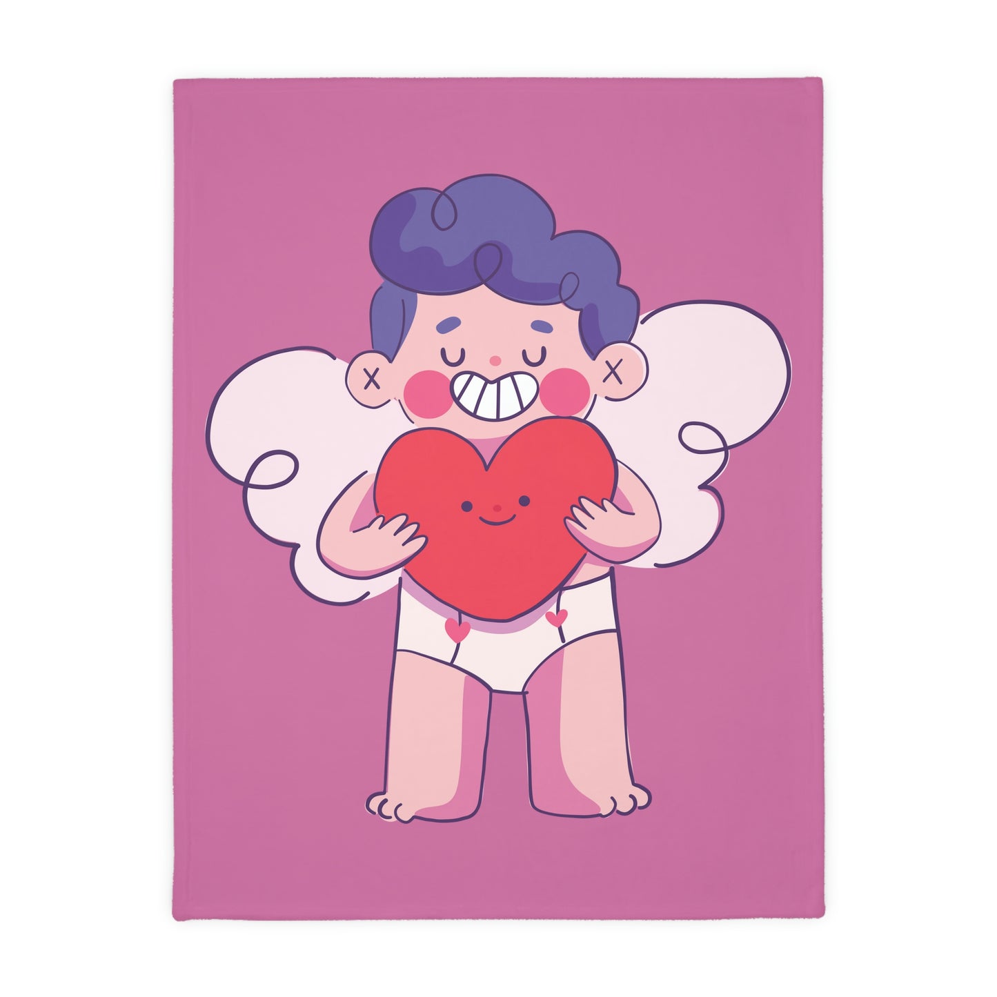 Valentine Boy with Hurt Velveteen Minky Blanket (Two-sided print)