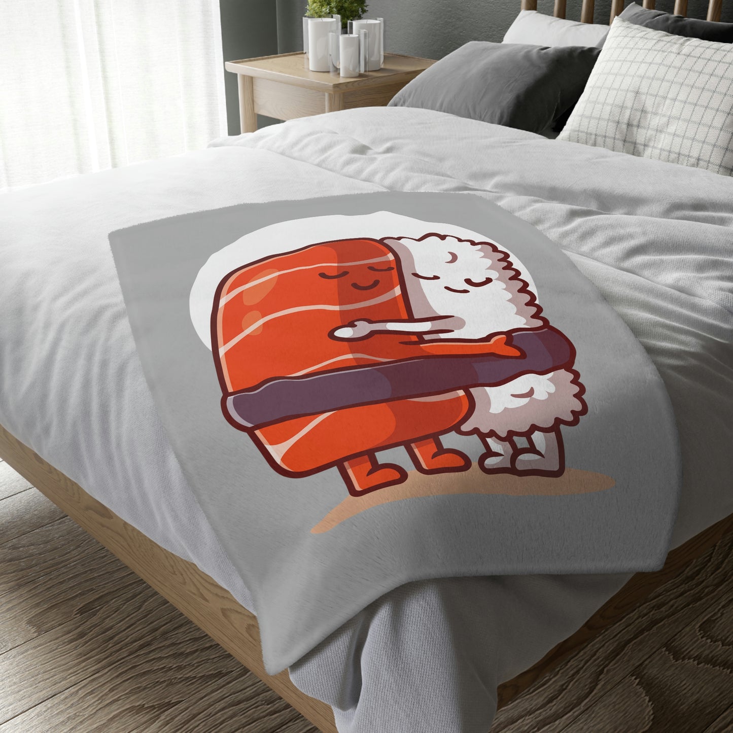 Couple Sushi Velveteen Minky Blanket (Two-sided print)
