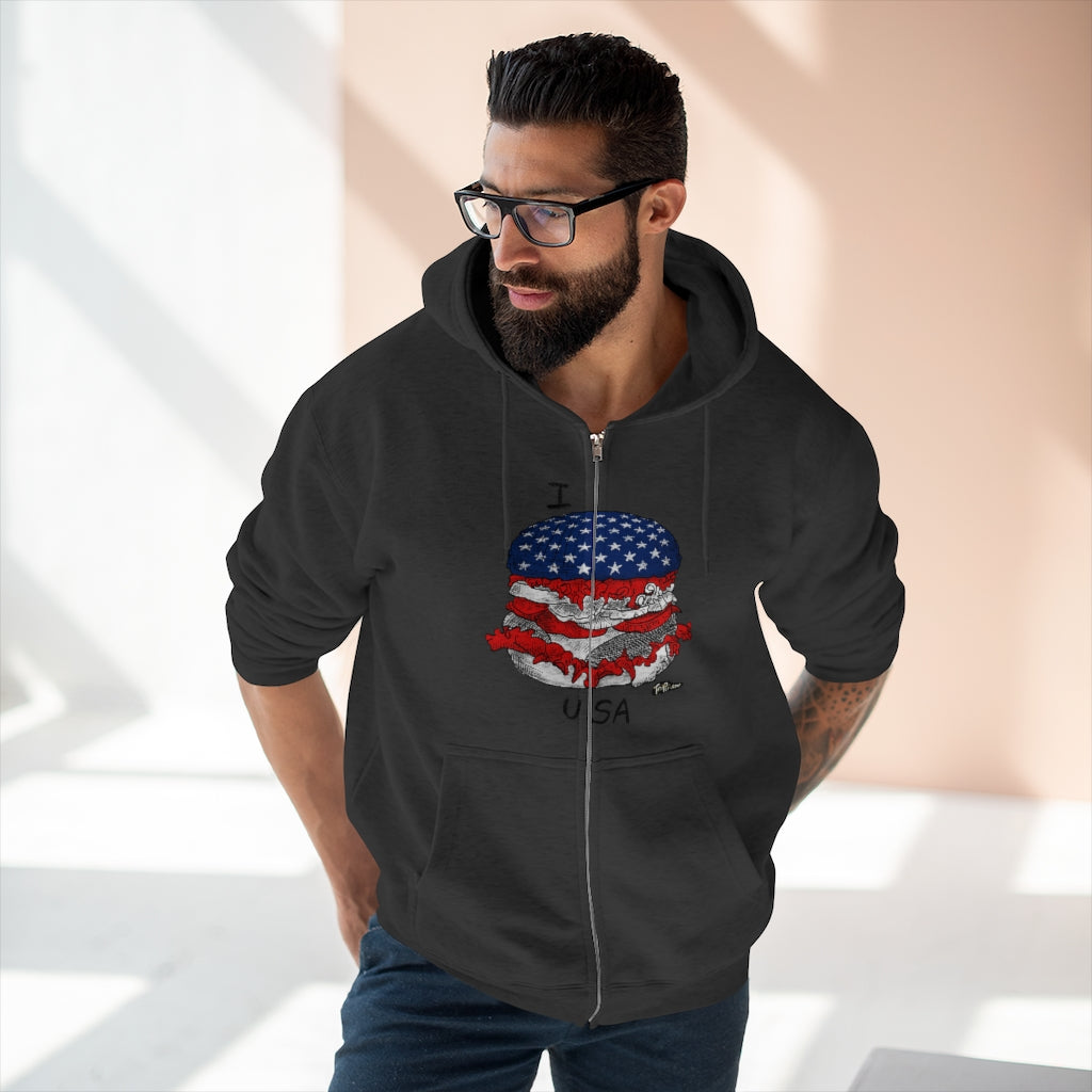 I Hamburger USA  Full Zip Hoodie