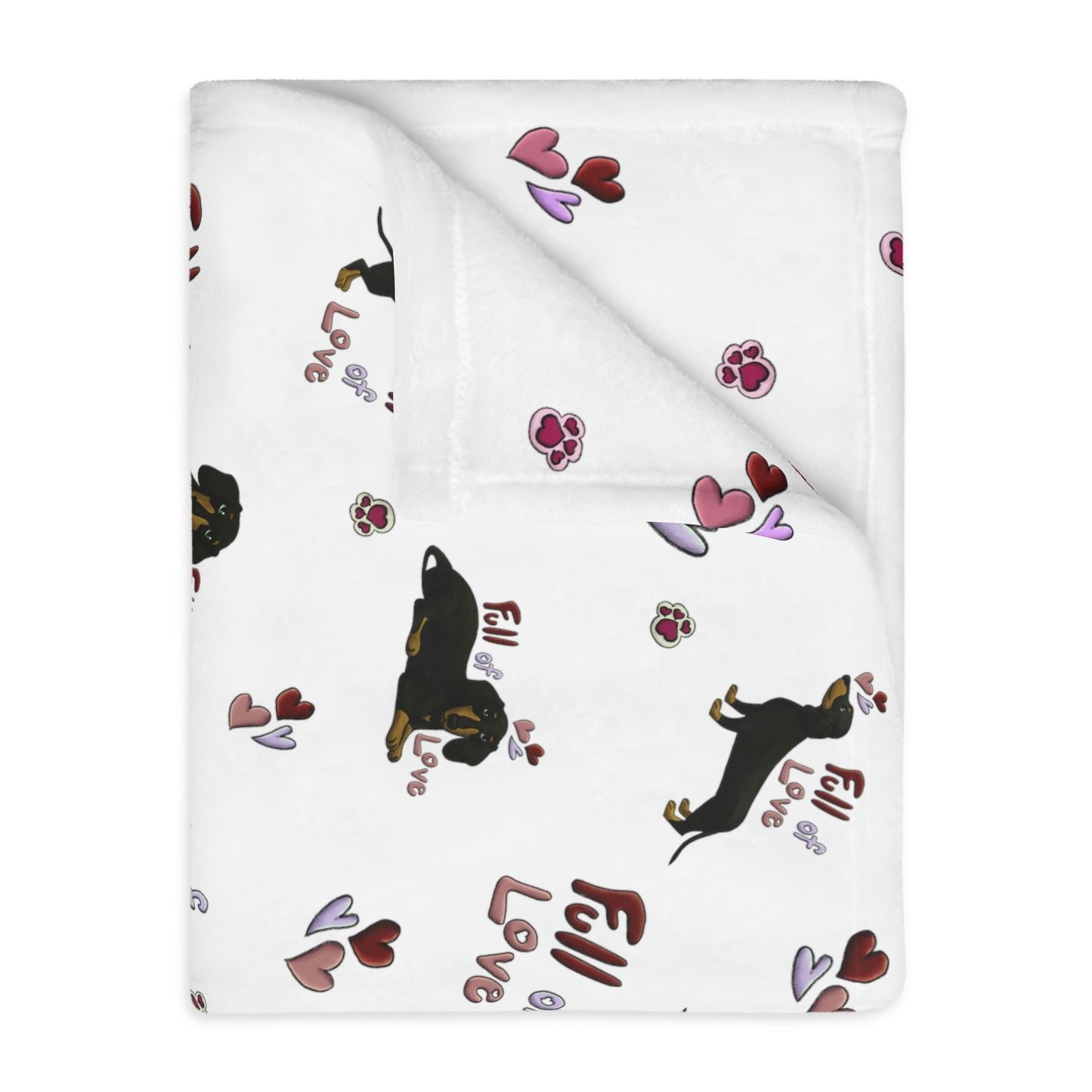 Dachshund Love Velveteen Minky Blanket (Two-sided print)