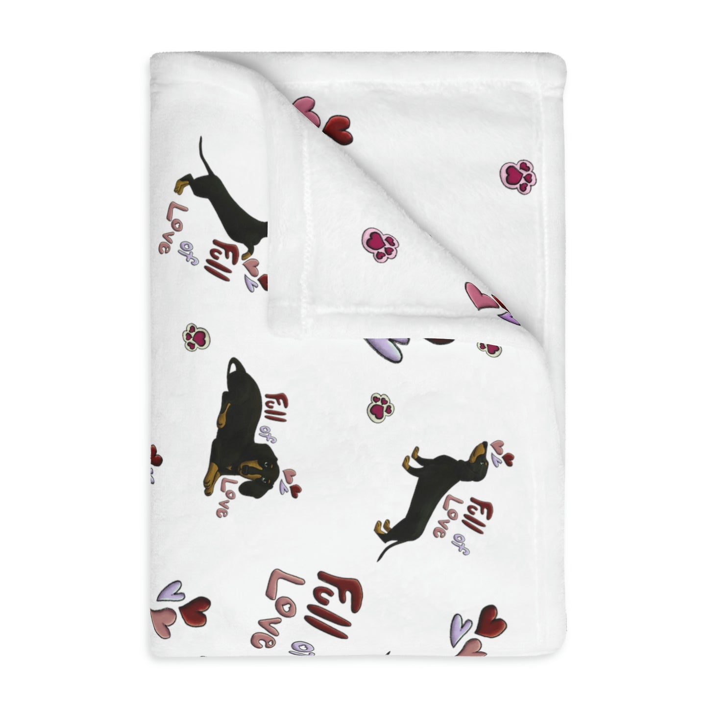 Dachshund Love Velveteen Minky Blanket (Two-sided print)