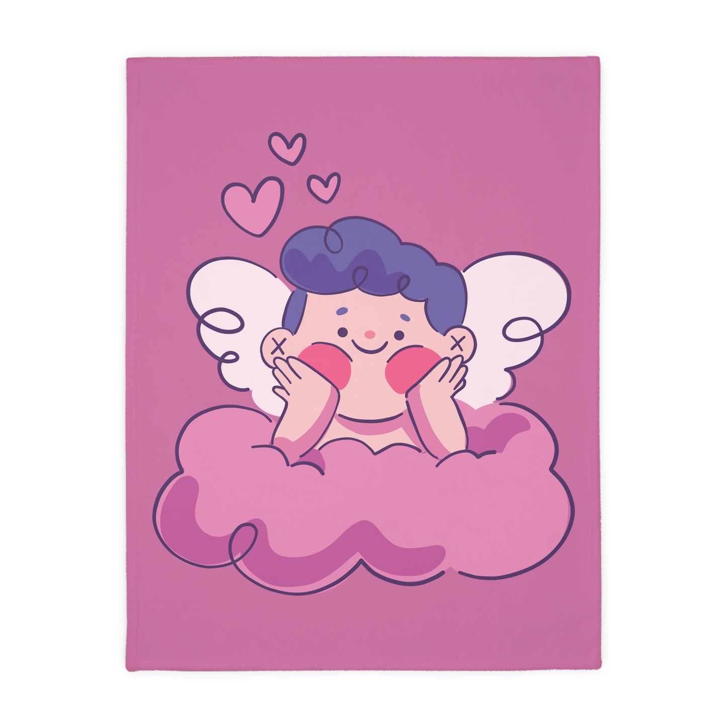 Valentine Boy on Cloud Velveteen Minky Blanket (Two-sided print)