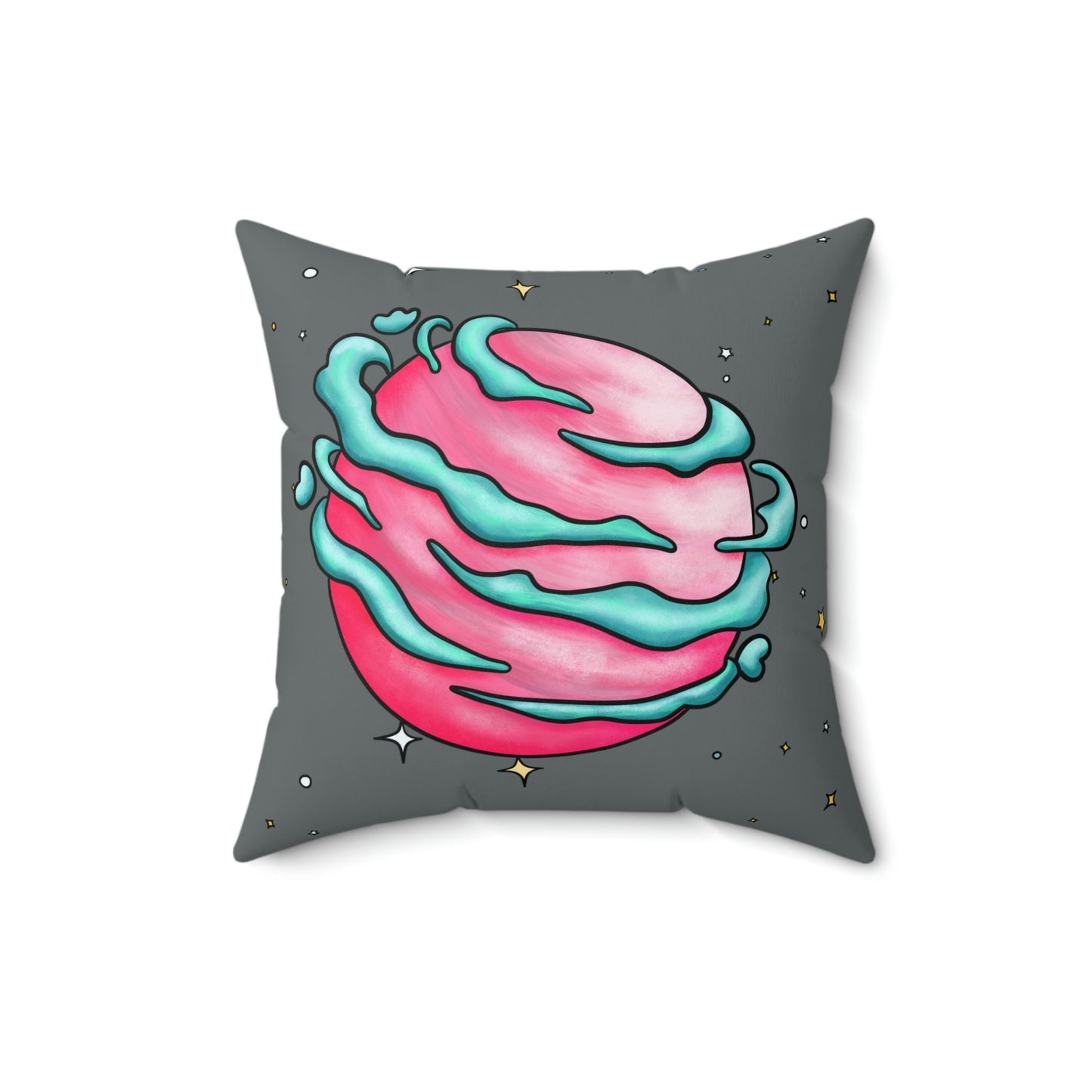 Pink Planet Square Pillow