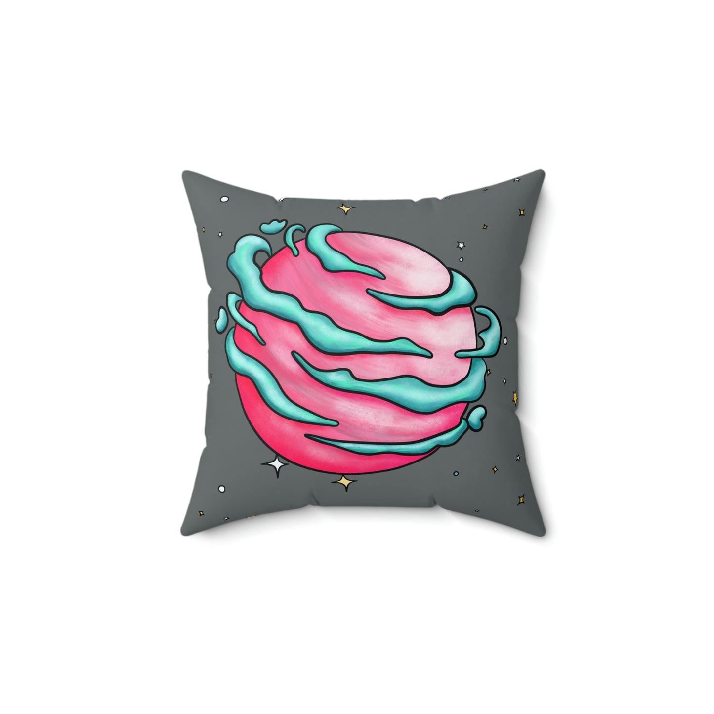 Pink Planet Square Pillow