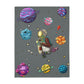 Space Walk Velveteen Minky Blanket (Two-sided print)