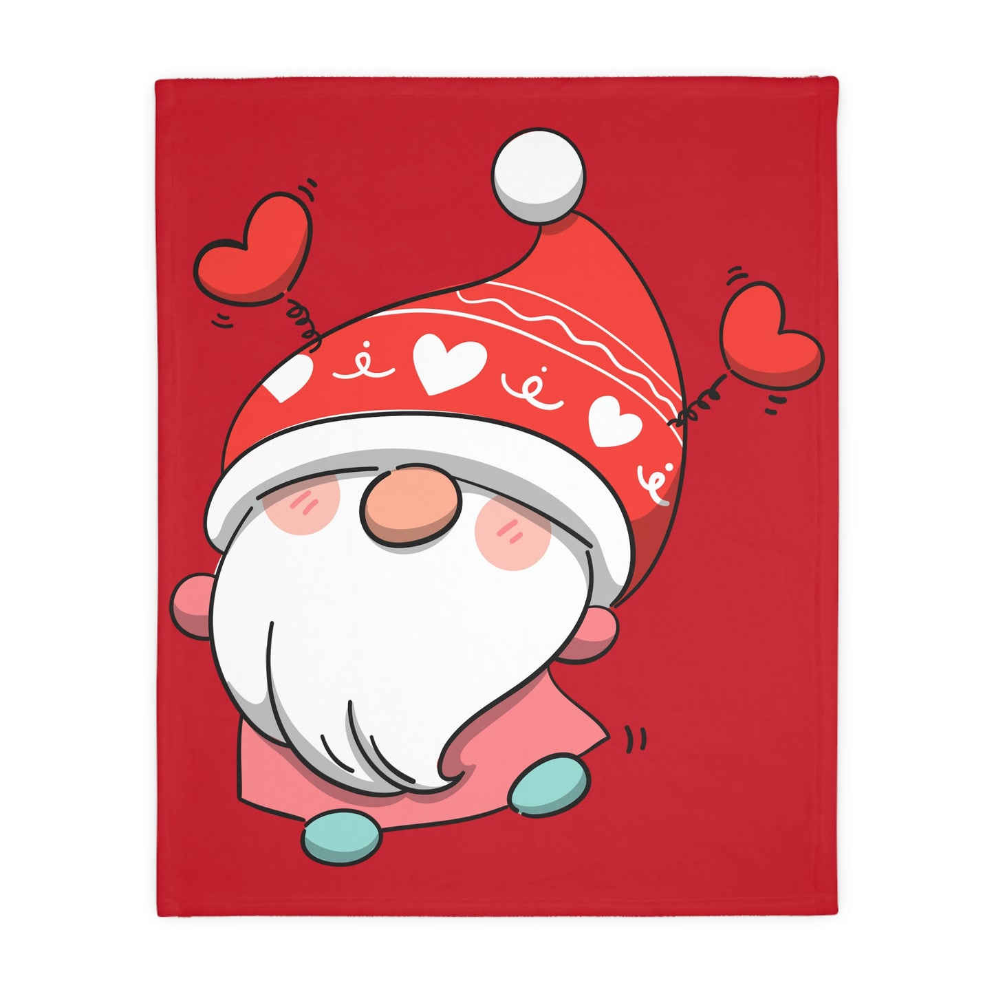 Valentine Gnome with Hurts Velveteen Minky Blanket (Two-sided print)