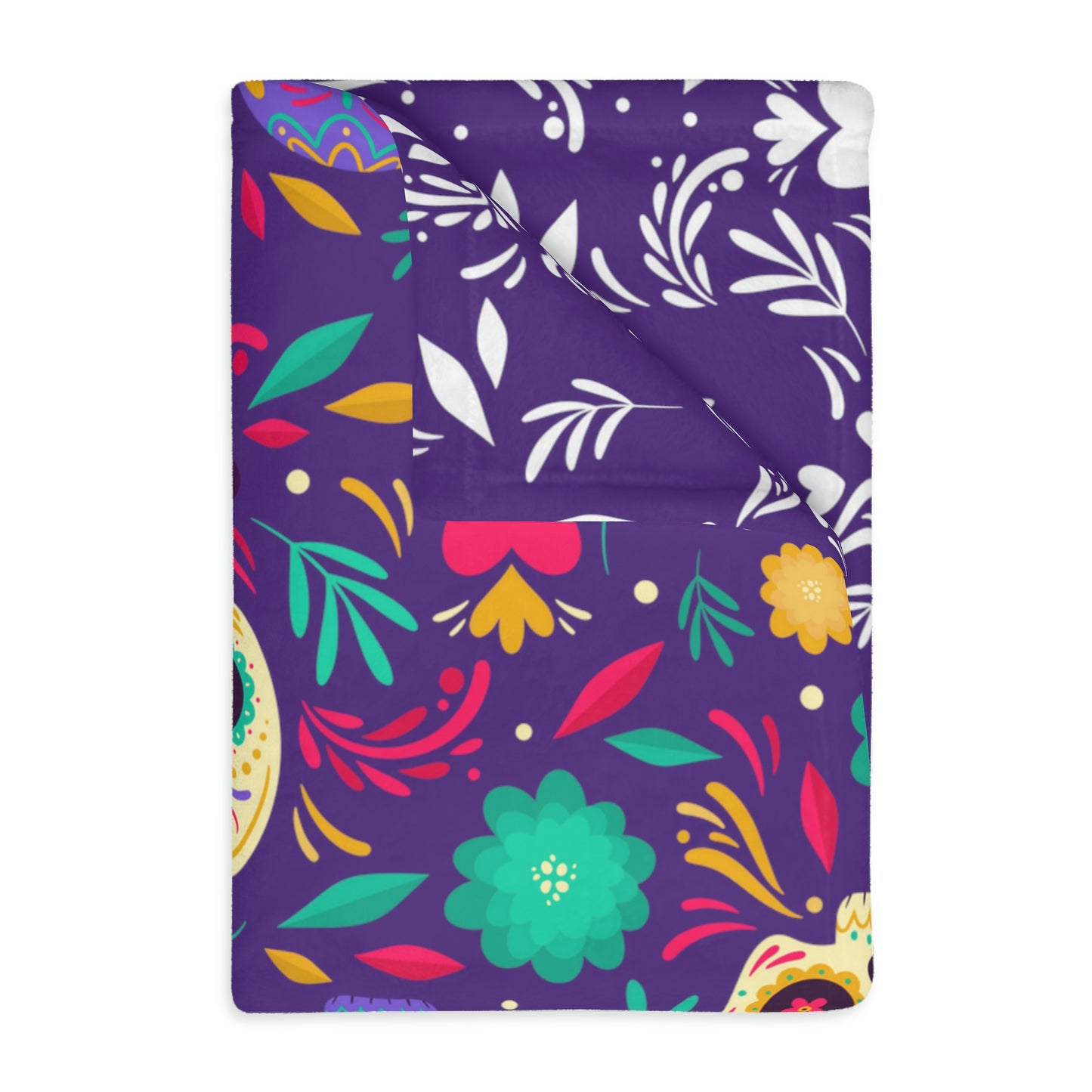 Mexican Skull Velveteen Minky Blanket (Two-sided print)