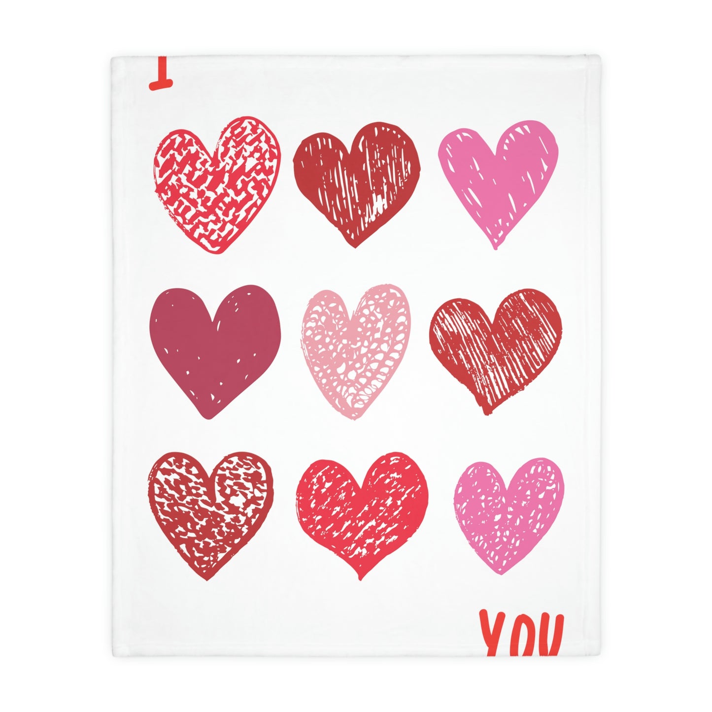 I LOVE YOU Velveteen Minky Blanket (Two-sided print)