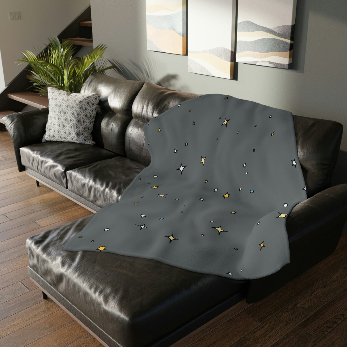 Space Walk Velveteen Minky Blanket (Two-sided print)