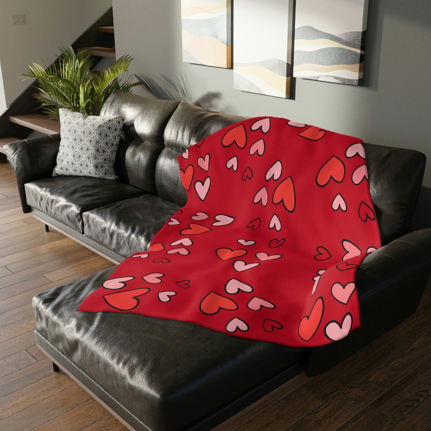 Two Valentine Gnomes Velveteen Minky Blanket (Two-sided print)