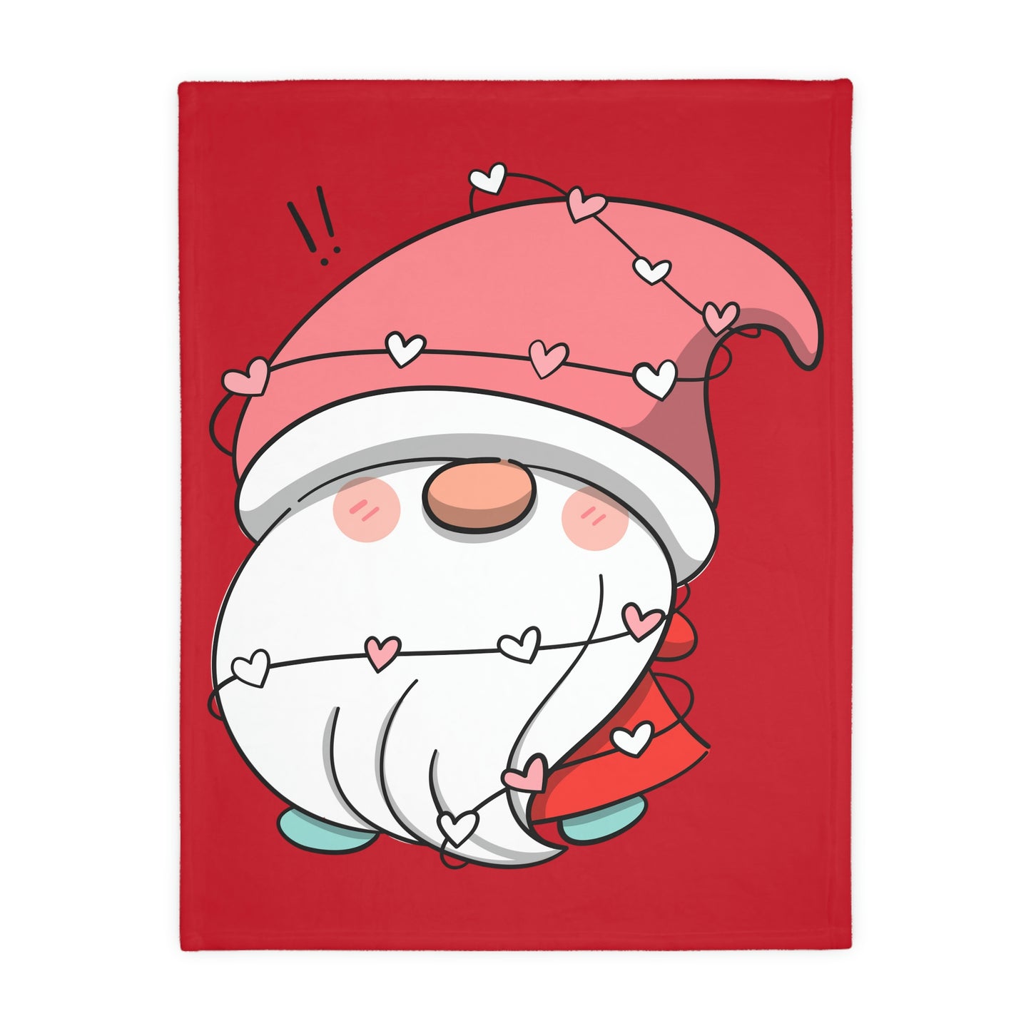 Valentine Gnome with Hurts Velveteen Minky Blanket (Two-sided print)