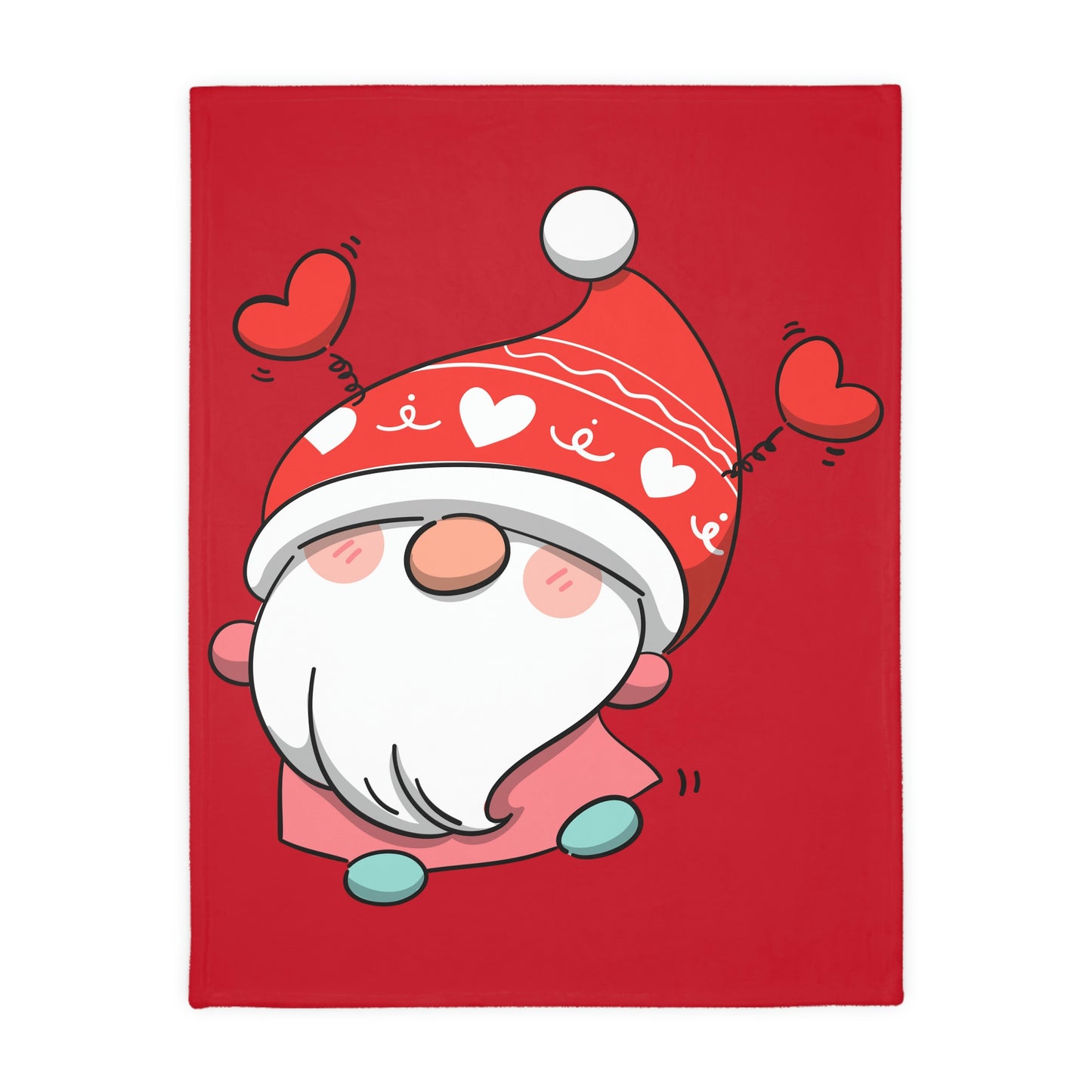 Valentine Gnome with Hurts Velveteen Minky Blanket (Two-sided print)