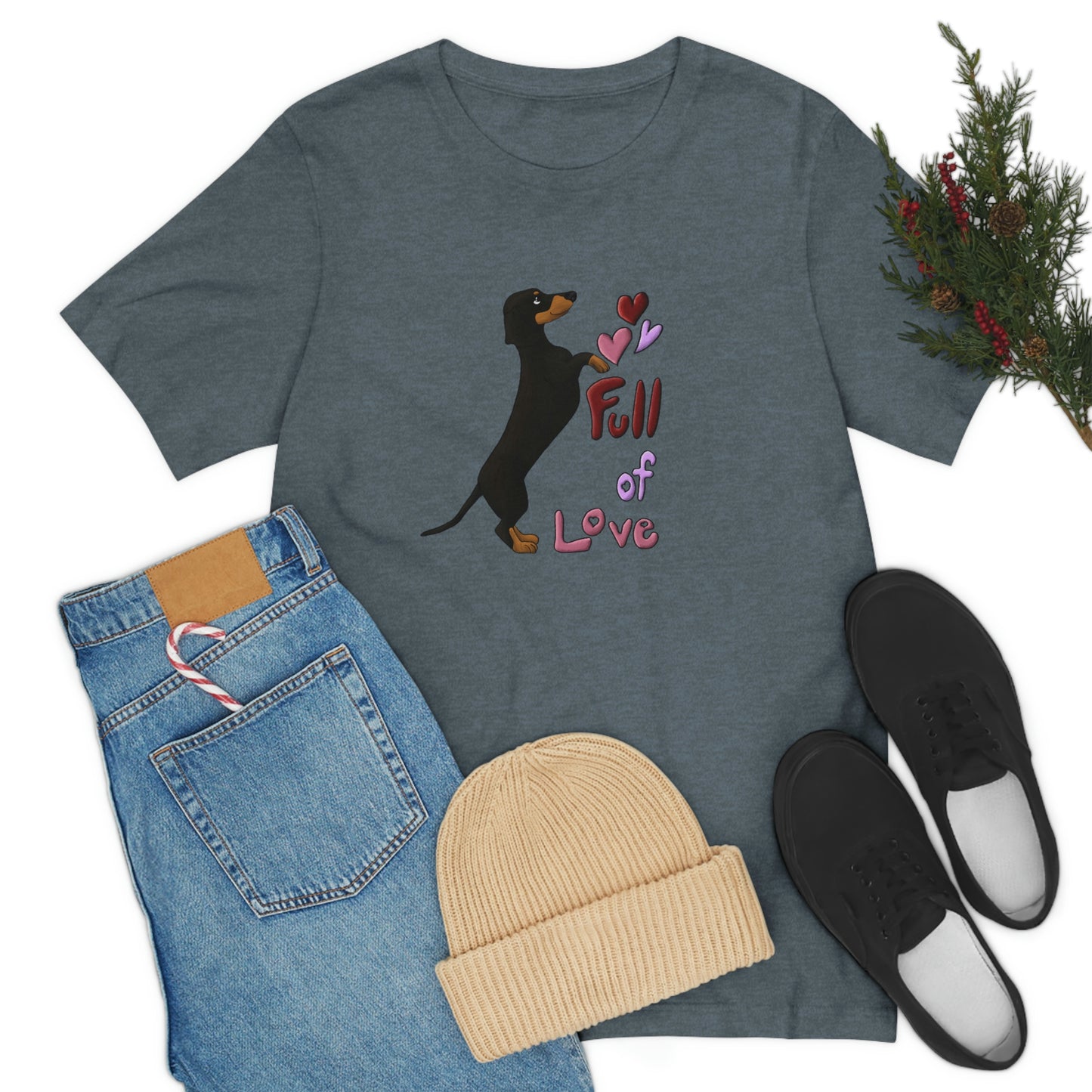 Full Of Love Dachshund 5 Unisex Jersey Short Sleeve Tee