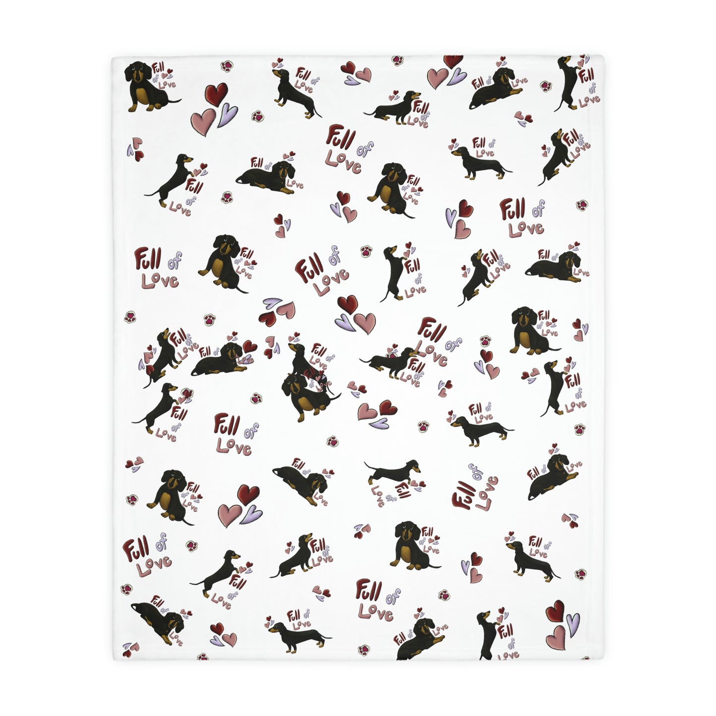 Dachshund Love Velveteen Minky Blanket (Two-sided print)