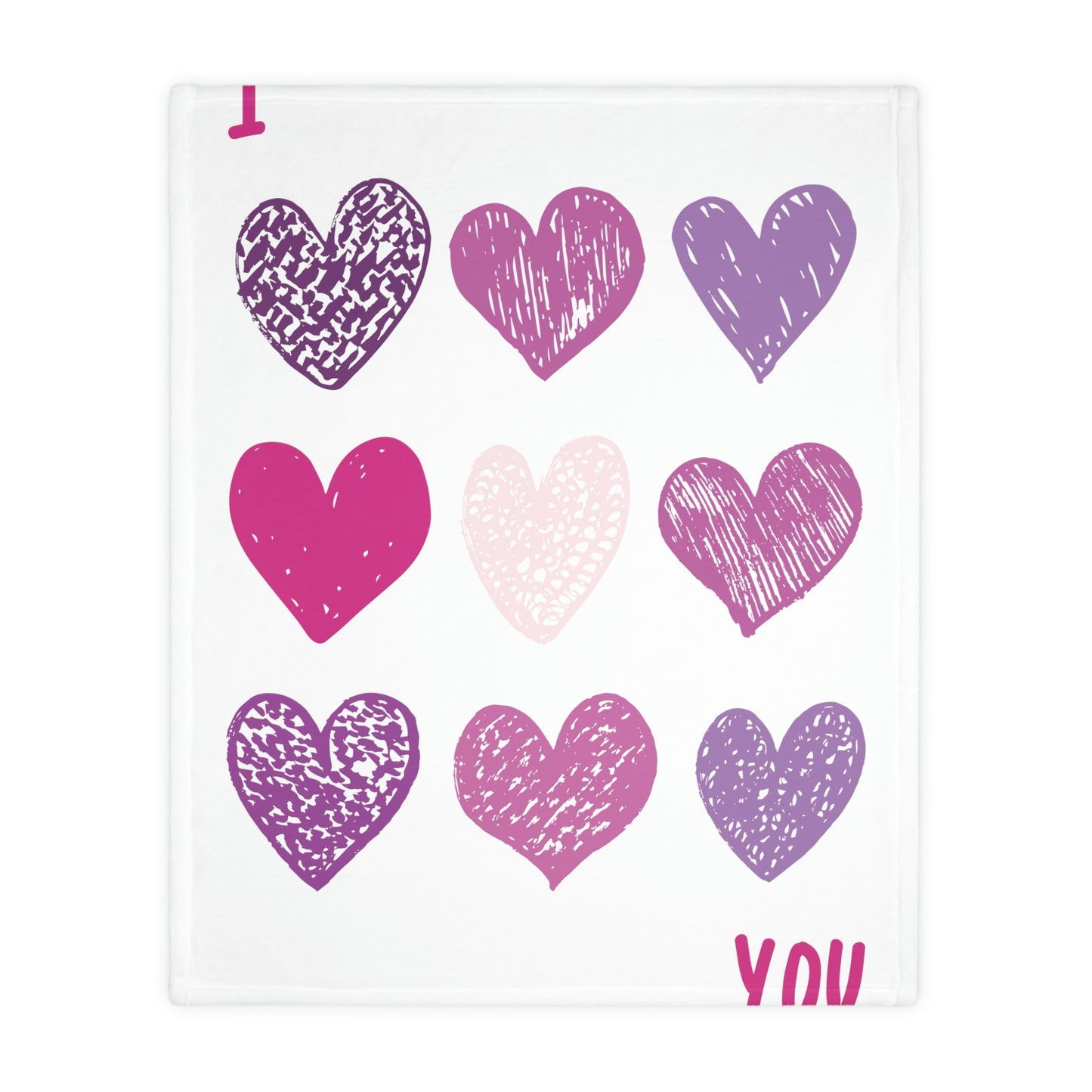 I LOVE YOU Velveteen Minky Blanket (Two-sided print)