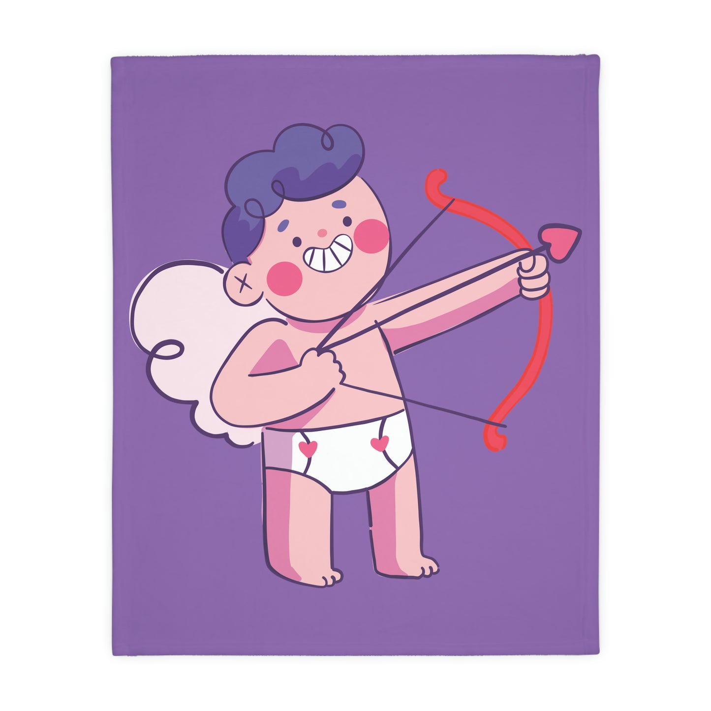 Valentine Boy with Bow Velveteen Minky Blanket (Two-sided print)