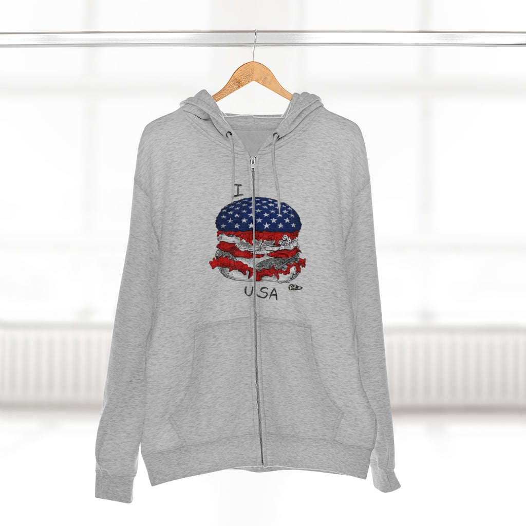 I Hamburger USA  Full Zip Hoodie