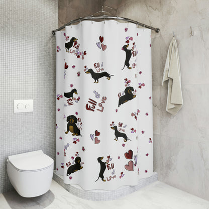 Dachshund Love Polyester Shower Curtain