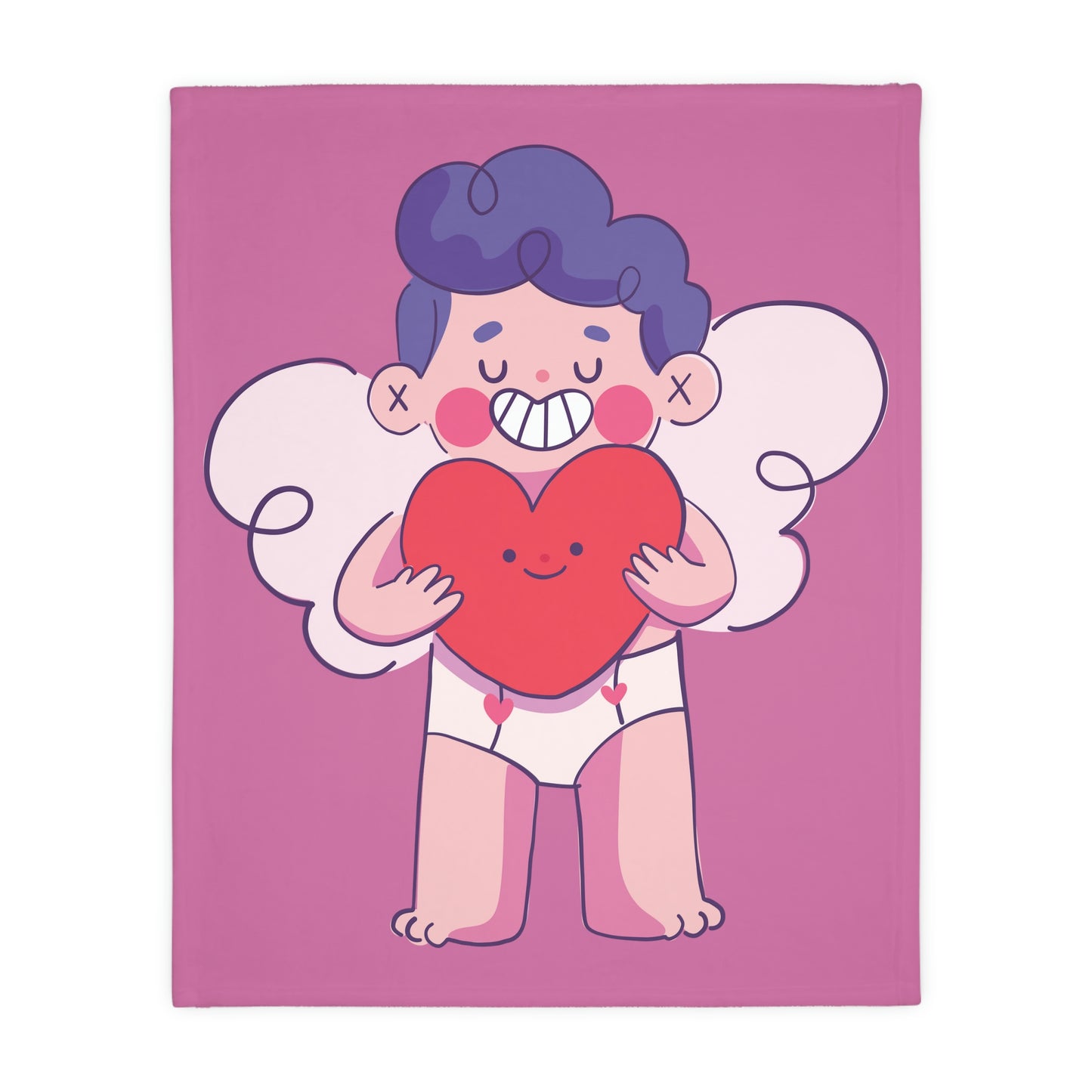 Valentine Boy with Hurt Velveteen Minky Blanket (Two-sided print)