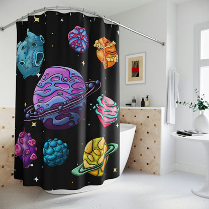Planets Polyester Shower Curtain