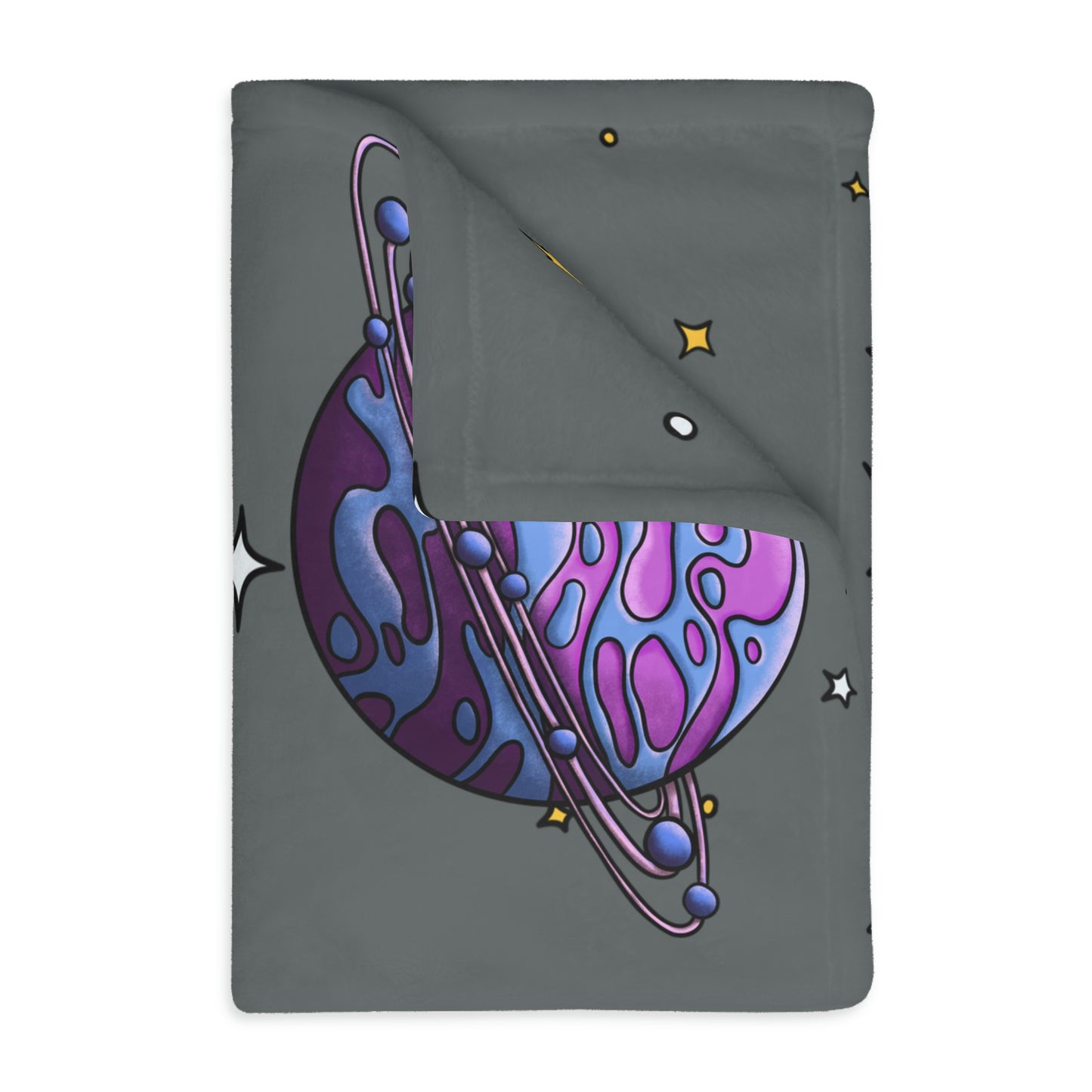 Space Walk Velveteen Minky Blanket (Two-sided print)