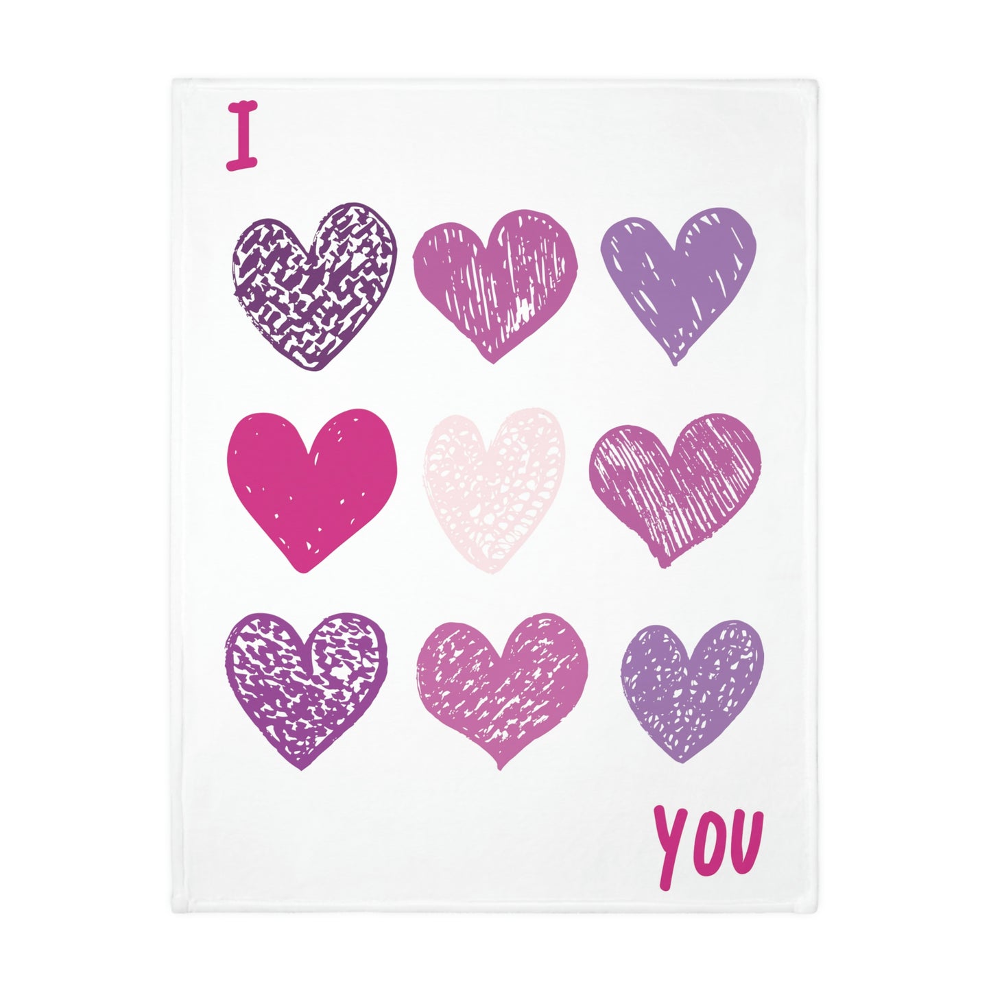 I LOVE YOU Velveteen Minky Blanket (Two-sided print)